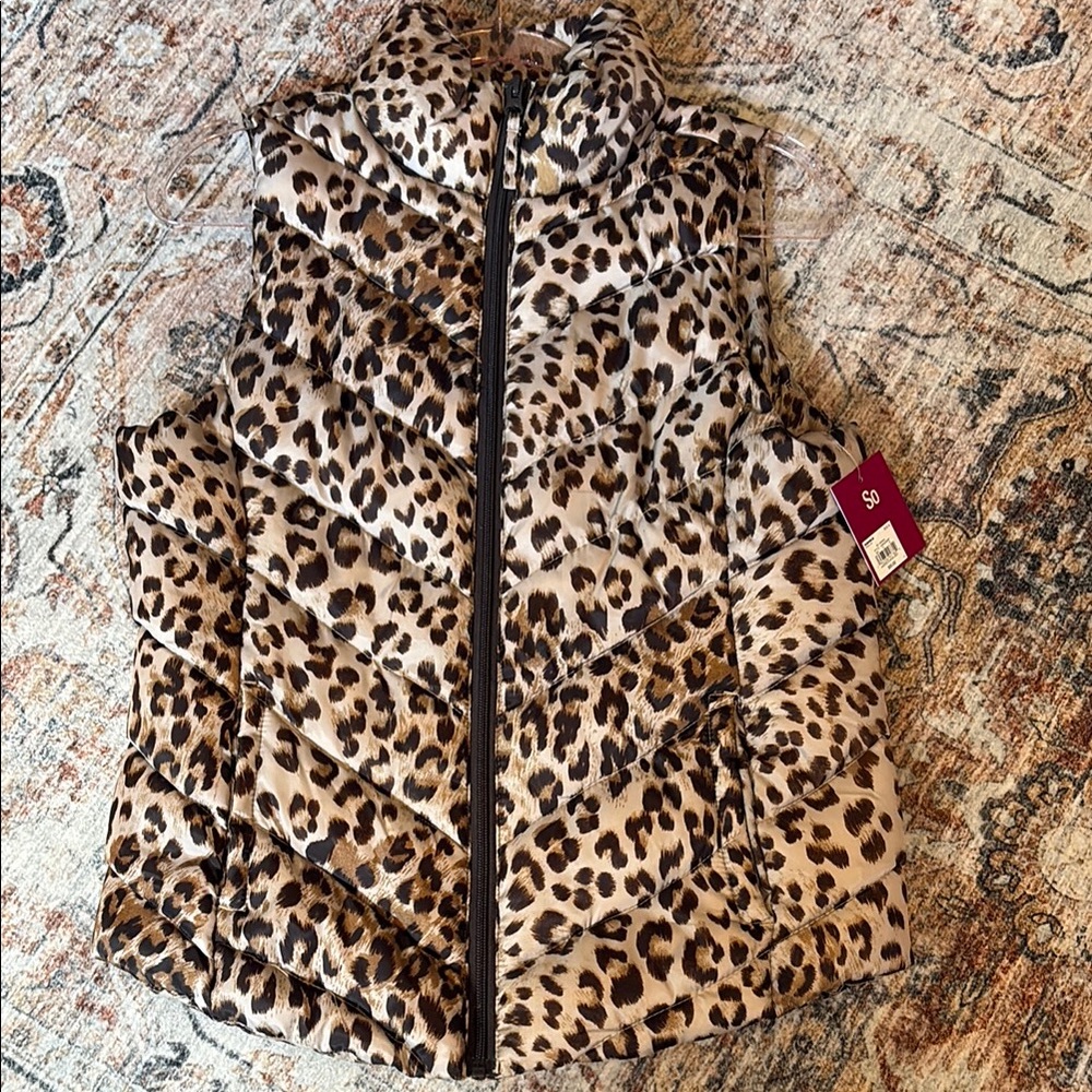 SO Leopard Print Quilted Vest